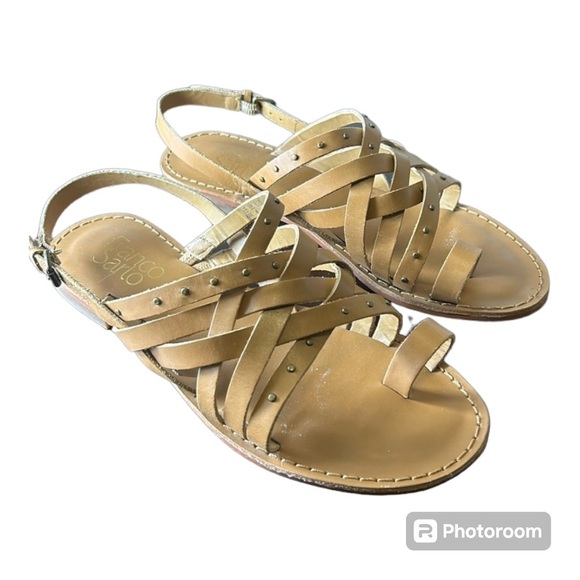 Franco Sarto Crisscross Leather Strappy Studded Flats Sandals Women size 6 - Picture 3 of 16